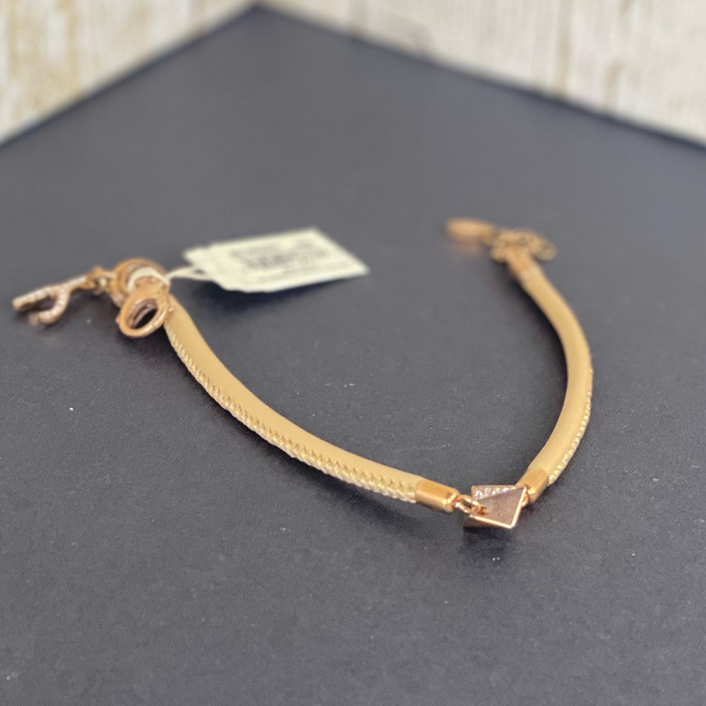 Fossil Leather Bracelet & Wishbone Charm
